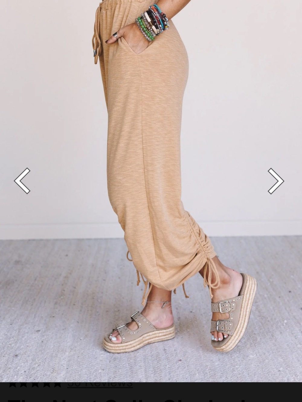 Drawstring Ruched-Hem Jogger Pants - Picture 4 of 5